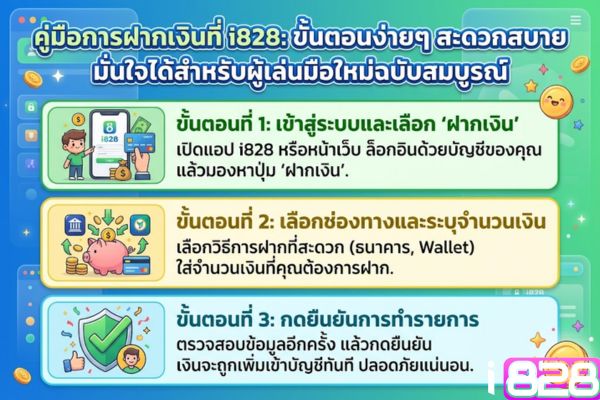 คู่มือการฝากเงินที่ i828 ขั้นตอนง่ายๆ สะดวกสบาย มั่นใจได้สำหรับผู้เล่นมือใหม่ฉบับสมบูรณ์